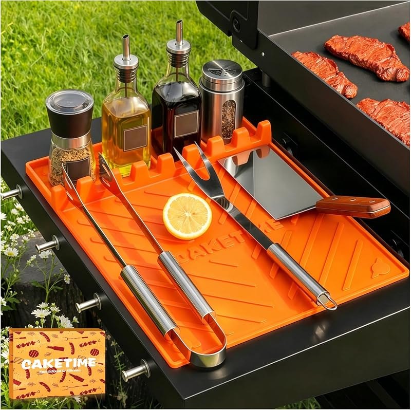 CAKETIME Silicone Grill Mats for Blackstone Griddle Accessories Baking Cooking Kitchen BBQ Must Haves Countertop Weber