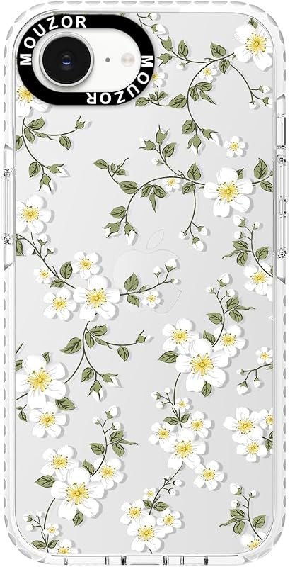 Cute Phone Case for iPhone 16e, Vine Flowers 17e Cases, Aesthetic Floral Pattern Soft Clear TPU Shockproof Bumper