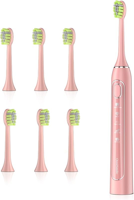 OasiSmile Electric Toothbrush, Sonic Electric Toothbrush, 6 Brush Heads, 5 Modes, 2 Minute Timer, — best electric