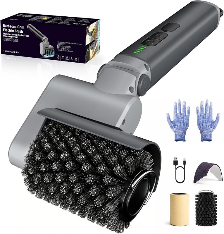Electric Grill Brush, High Torque Rechargeable BBQ Grill Griddle Cleaner — bbq replacement filter for bbq replacement