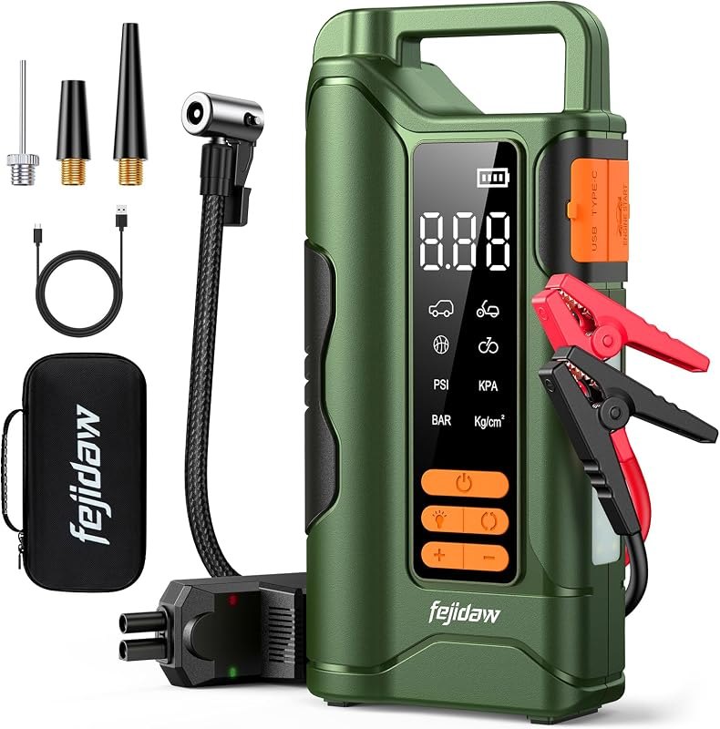 6000A Jump Starter with Air Compressor, 160PSI, 20000mAh, Car for 10L Gas/8L Diesel, UL Certified — Portable jump