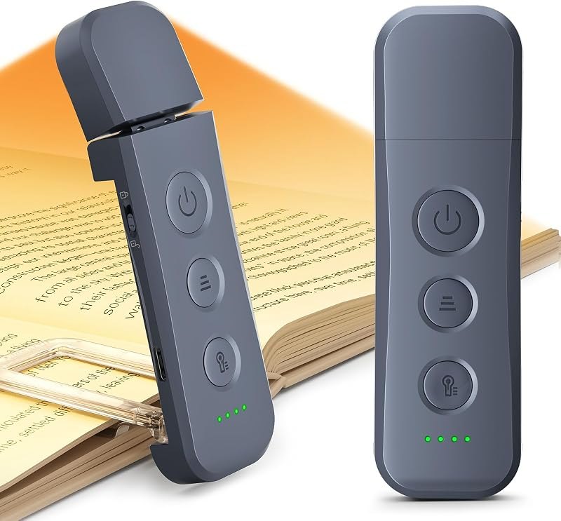Glocusent 12 LED Book Light, Reading Lights for Books in Bed with 5 Colors & 5 Brightness, Portable Clip on Reading