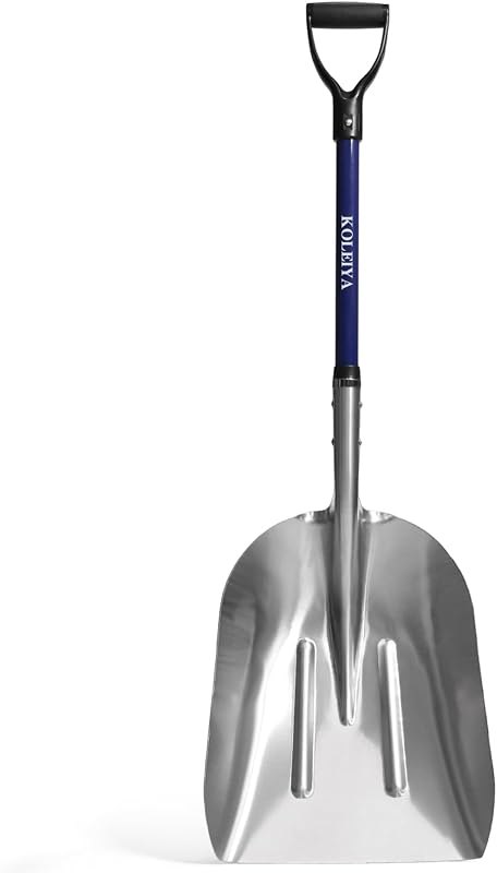 KOLEIYA Aluminum Snow Shovel Heavy Duty, 45-Inch Large Capacity Metal Scoop for Driveway, 3.7lbs Lightweight with