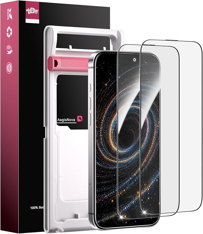 AegisNova 2 Pack HD Tempered Glass for iPhone 17 Pro Max Screen Protector, 9H Armor Shatterproof, 11FT Drop & 223LBS