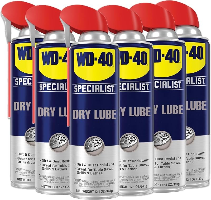 WD-40 Specialist Dry Lube, Long-Lasting, New Bigger Can, 12.1 OZ [6-Pack] — Locks, mounts, and chain lube. heavy for