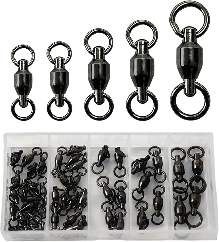 Avlcoaky Ball Bearing Swivel Fishing Swivels 46pcs/Box Heavy Duty Saltwater Swivels Stainless Steel Swivel Connectors