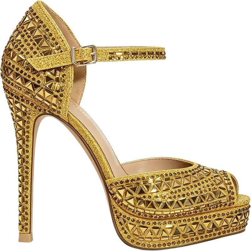 Women's High Heels 4.5 Inch Sexy Stiletto Heel Sandals Ankle Strap Peep Toe Platform Pumps Wedding Shoes for Dress