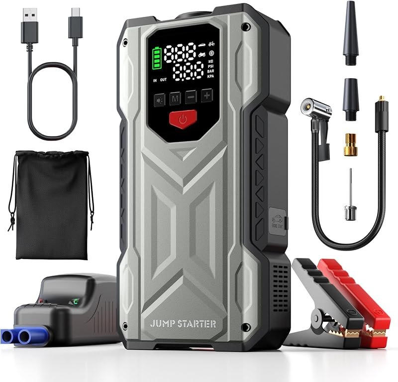 4000A Jump Starter with Air Compressor, Car Battery Charger for 12V Vehicles Up to 9.0 Gas&8.0L Diesel, 150PSI