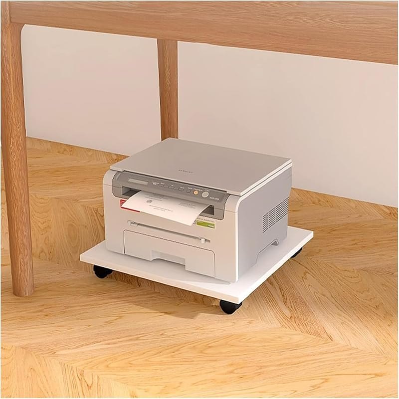 Home Office Printer Stand Mobile Printer Cart with 4 Wheels Adjustable Laser Printer Holder Scanner & Copier Storage