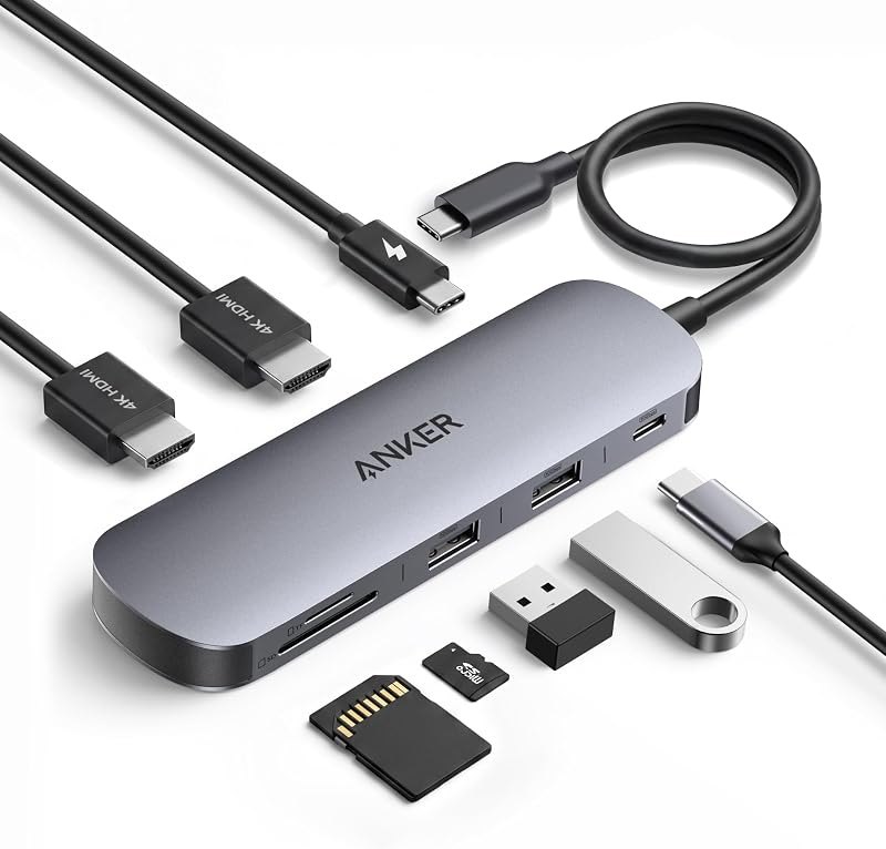 Anker Nano Laptop Docking Station Dual Monitor,8-in-1 USB C Hub for Windows — Hubs, docks, SSDs, webcams, keyboard for
