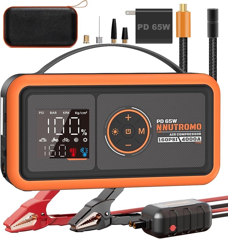 4000A Jump Starter with Air Compressor, 65W USB-C Fast Charging, 24000mAh — best auto jump starter for auto jump starter