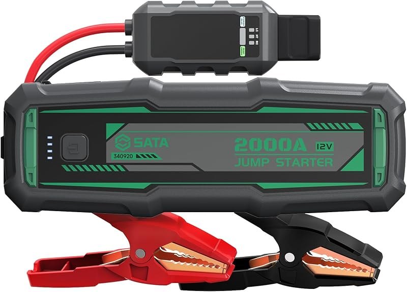 SATA 2000A Car Battery Jump Starter, 8.5L Gas & 6.5L Diesel, 12V Jump Box — 2000 amp jump starter for 2000 amp jump