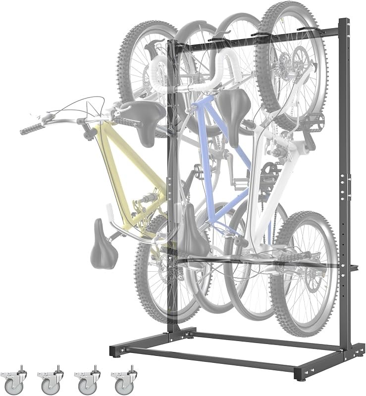Freestanding Bike Stand for 4 Bikes Garage, Vertical Bike Storage — garage floor stand amazon for garage floor stand