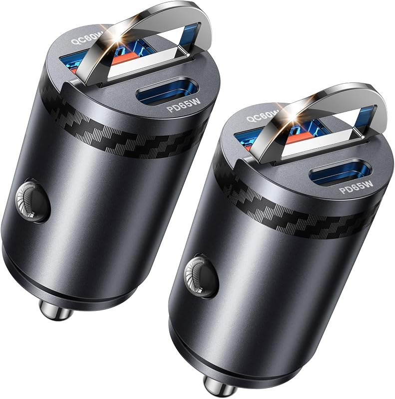 【Upgraded】 2-Pack 125W Fast Car Charger, Mini Flush Fit USB C Car Adapter — car charger for iphone pro charger