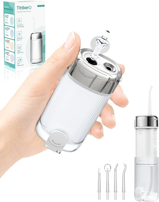 Palm-Sized Travel Water Flosser, Foldable Mini Oral Irrigator for Braces — Countertop water flosser for countertop