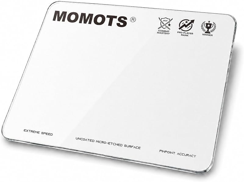 Tempered Glass Gaming Mouse Pad, Micro-Etched Hard Surface for Fast Glide & FPS, 4mm Anti-Slip Silicone Base, Includes