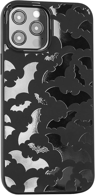 Matte Black Phone Case Compatible with - Google Pixel 10 - Shockproof Rubber Cover Goth Bats Spooky Silicone Bumper
