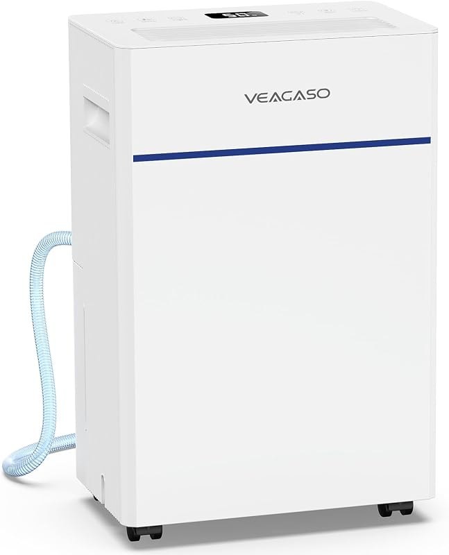 VEAGASO Dehumidifier for Basement, 28 Pints, 2000 Sq.Ft, 38dB Sleep mode — best dehumidifier drain hose for