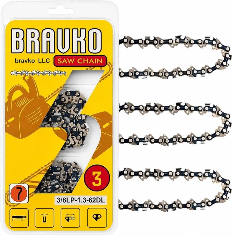 3 Pack 18 Inch Chainsaw Chain 3/8" LP Pitch .050" Gauge 62 Drive Links — chainsaw chain 18 inch for chainsaw chain inch