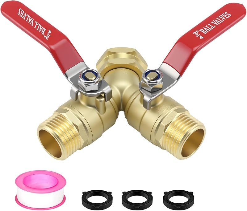Brass Hose Splitter 2-Way, Full Flow Y Valve 3/4" GHT for Outdoor Faucet — brass y valve for water pressure regulator