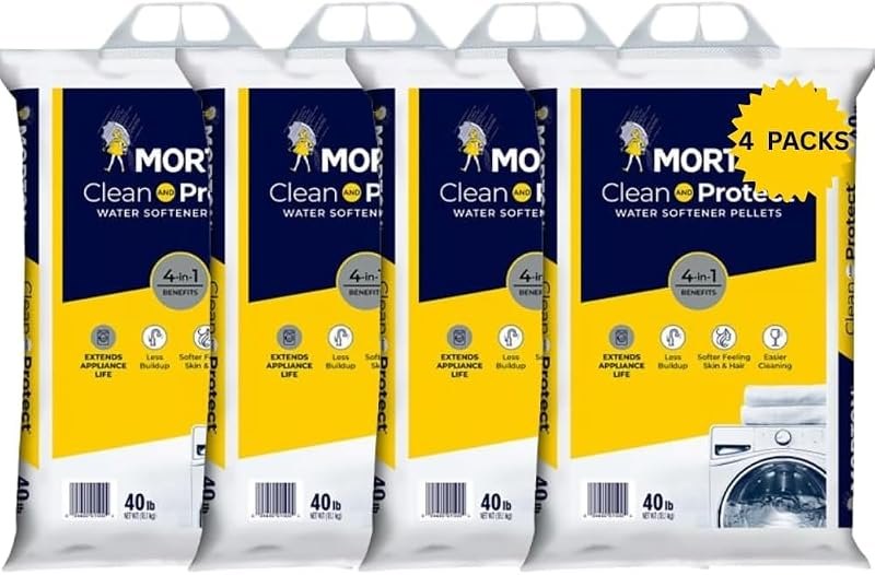 (4 Pack) Clean and Protect Water Softener Salt Pellets (40 lbs per bag, 160 lbs Total) - Reduces Scale, Softens Hard