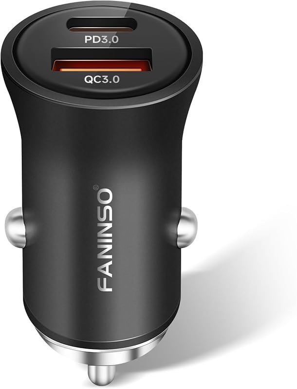 USB C Car Charger, 60W Dual Port (USB‑C + USB‑A) PD/QC Fast Charging 12V/24V Cigarette Lighter Adapter, Compatible