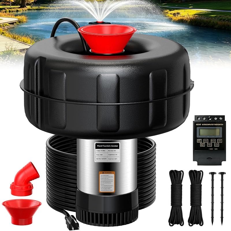 SYY Pond Fountain Aerator, 1HP 15000 GPH Floating Water Circulation Pump — best pond pumps for pond pumps