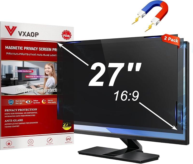 2-Pack 27 Inch Magnetic Computer Privacy Screen Filter (16:9 Aspect Ratio) — monitor privacy filter for laptop privacy