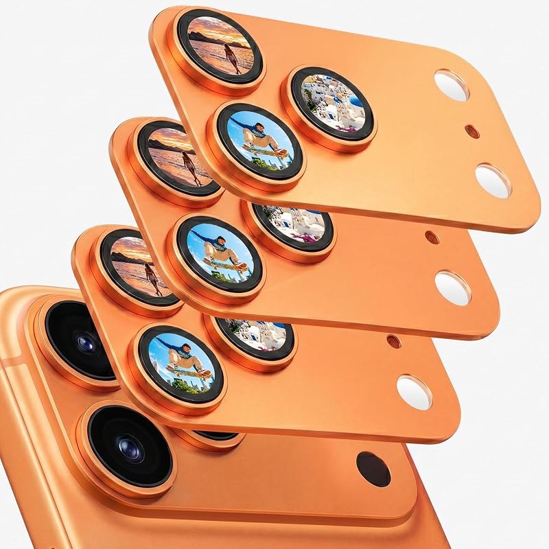 Bouvardia for iPhone 17 Pro Max Camera Lens Protector (Orange, 3-Pack) — camera lens protector for iphone screen