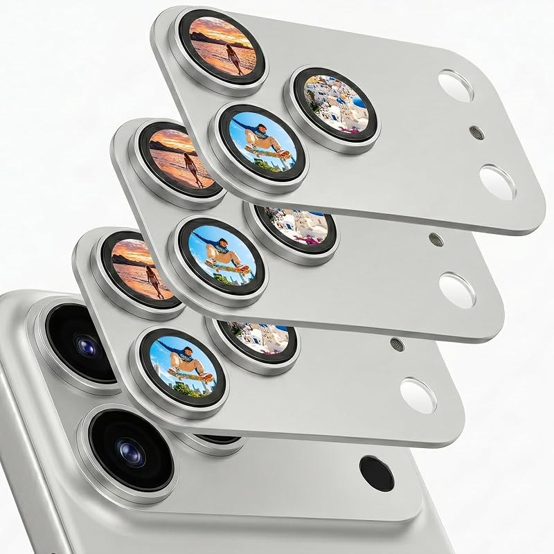 Bouvardia for iPhone 17 Pro Max Camera Lens Protector (Silver, 3-Pack) — camera lens protector for iphone pro max screen