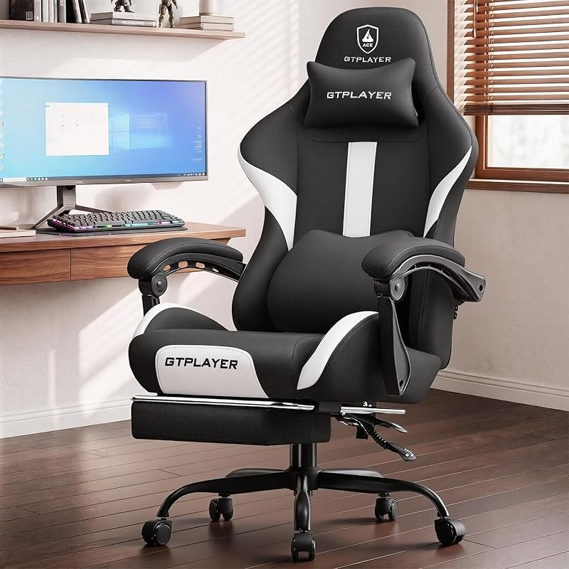 LUCKRACER Big and Tall Gaming Chair, 350Lbs Heavy Duty Office Chairs High Back Computer Chairs with Foot Rest Wide