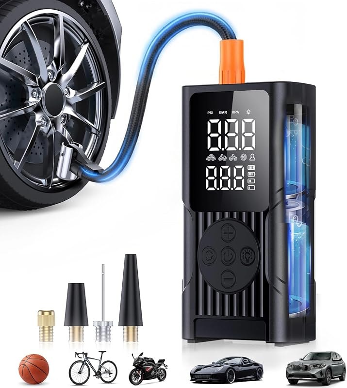 Hafuloky Tire Inflator Portable Air Compressor, 150PSI Cordless Air Pump with Digital Gauge & Auto Shut Off, Electric