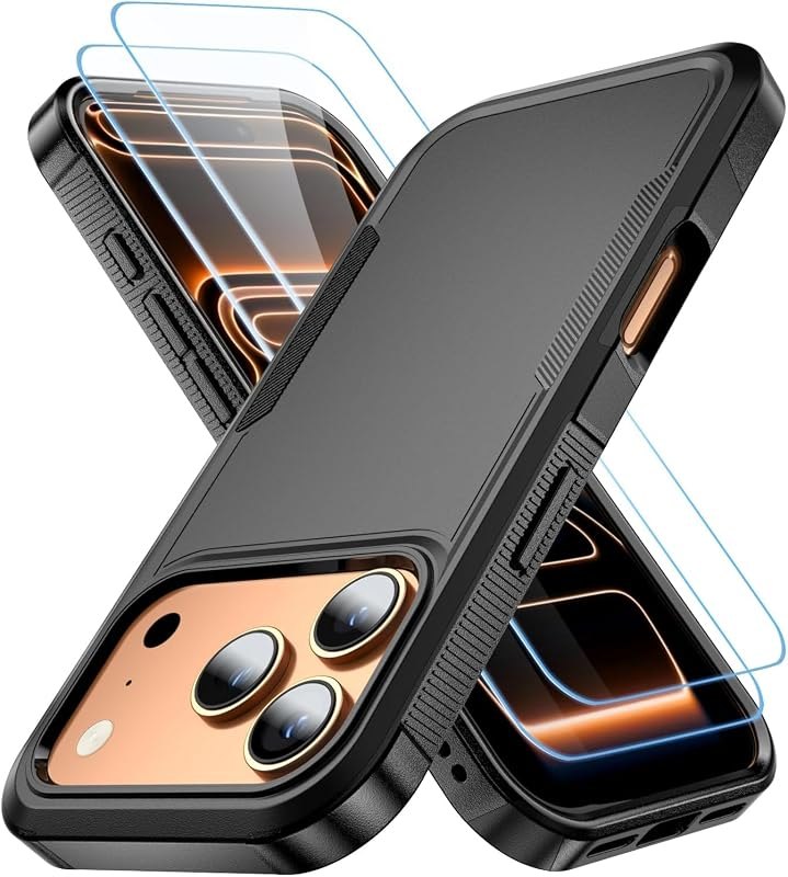 for Apple Recommend Shockproof iPhone 17 Pro Max Case,[15 FT Military Grade Drop Protection],with 2X [Kevlar 9H Glass
