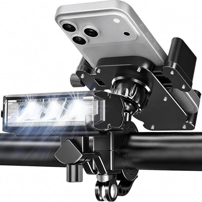 Bike Light Phone Holder, 2-in-1 Detachable Phone Mount — phone mount bike for phone mount bike