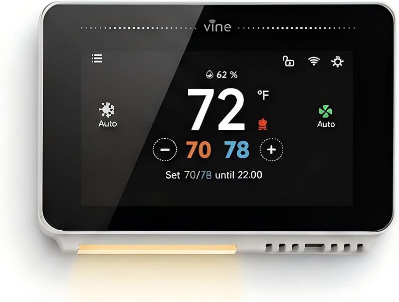 Vine Smart Thermostat for House with Nightlight, 4.3 Inches WiFi Thermostats for Home Compatible with Alexa and Google