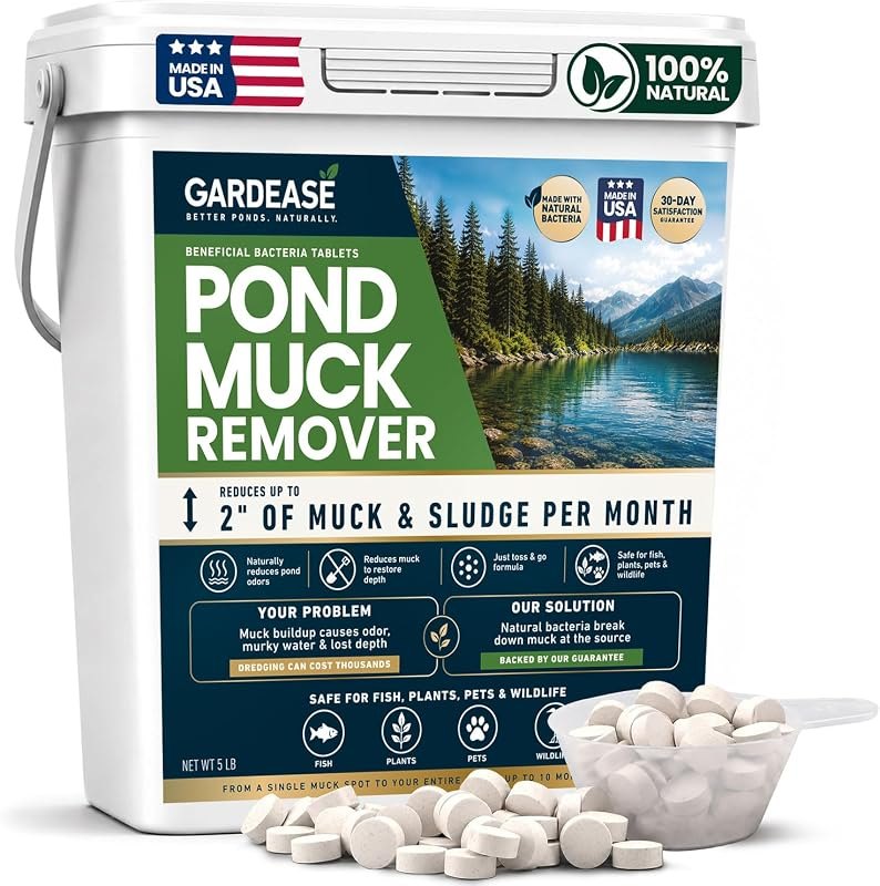 GARDEASE Pond Muck & Sludge Remover Tablets with Natural Bacteria - 5lbs — sludge remover pond for pond beneficial