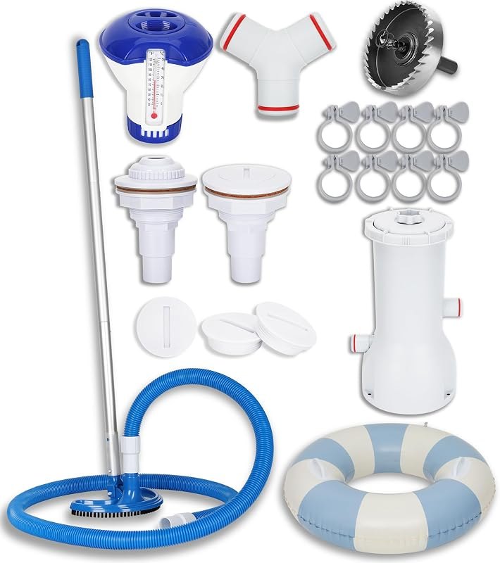 Upgraded Stock Tank Pool DIY Starter Kit, with 1000GPH Filter Pump Set — Minerals and stock tank gear. amazon for