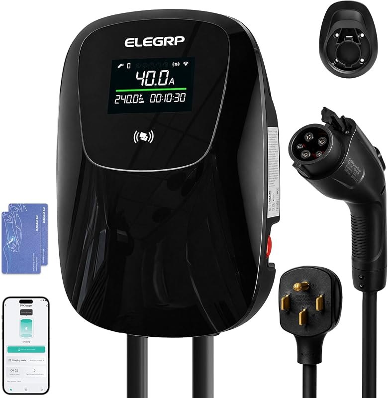 ELEGRP 40A Level 2 EV Charger, 9.6kW, J1772, NEMA 14-50 Plug, 25ft Cable — best Level 2 EV charger for level charger