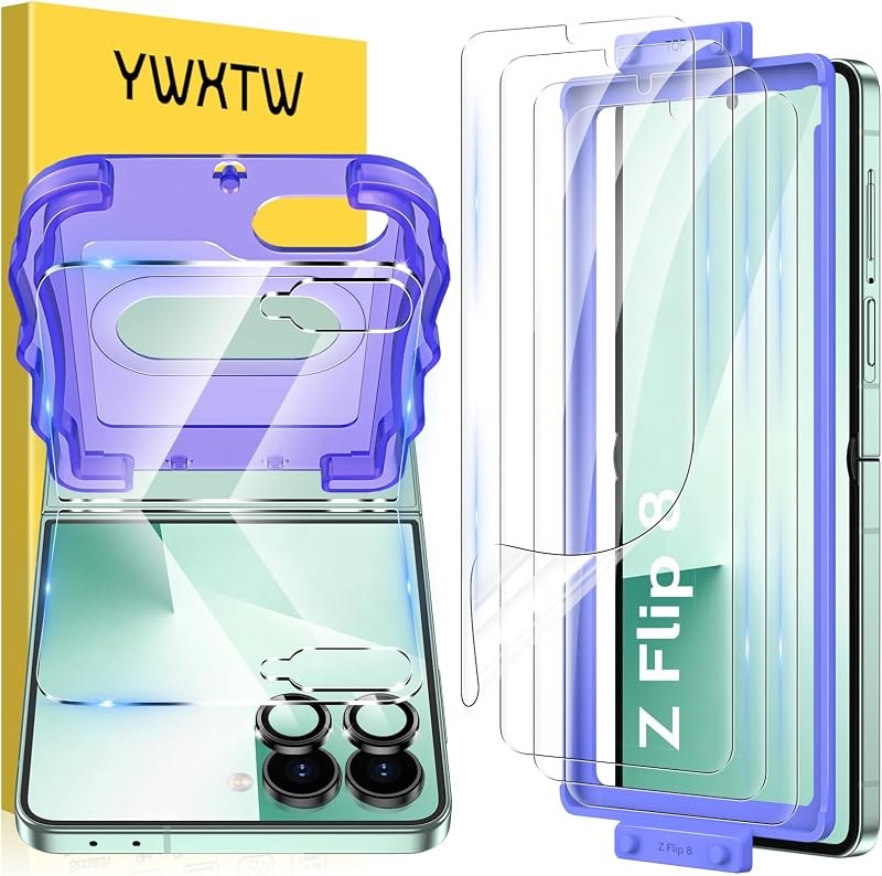 YWXTW EZ Alignment for Samsung Galaxy Z Flip 8 Screen Protector, [Strengthen Crease Test] 4Pcs Inner Soft EPU