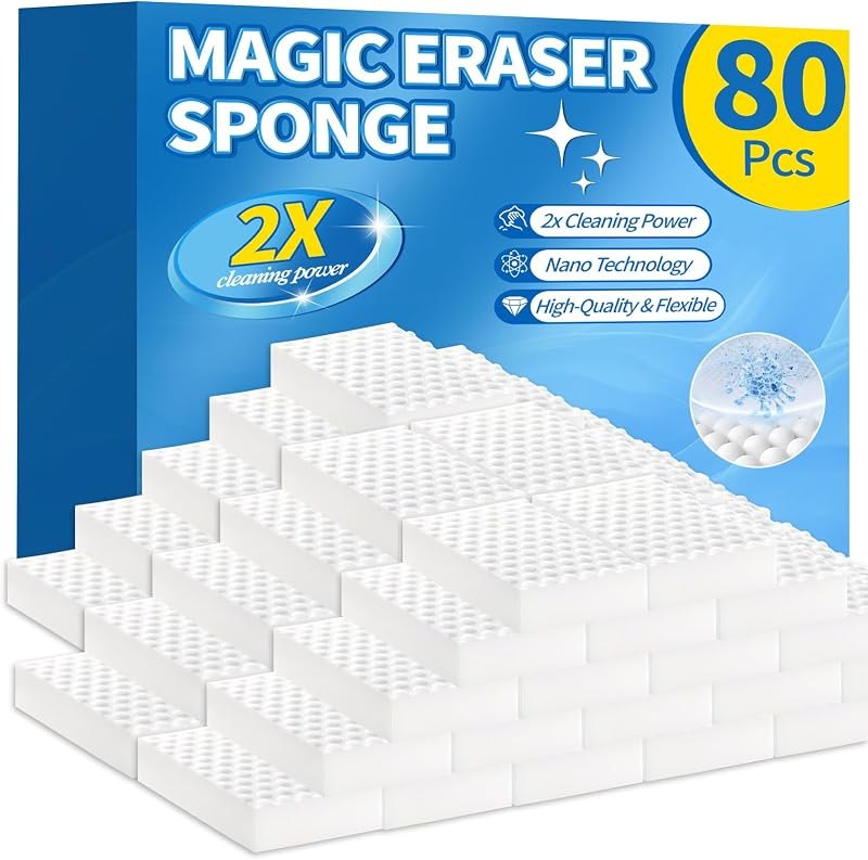 Creatyi 80 PCS Magic Eraser Sponges 2X Density Stronger Magic Cleaning Sponge Suitable for Various Household Cleaning
