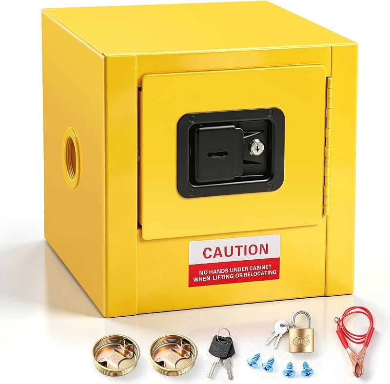 Wesiti Flammable Storage Cabinet, 13 x 13 x 13 in, Steel Safety Cabinet for Hazardous Liquids, 2 Gallon Flammable