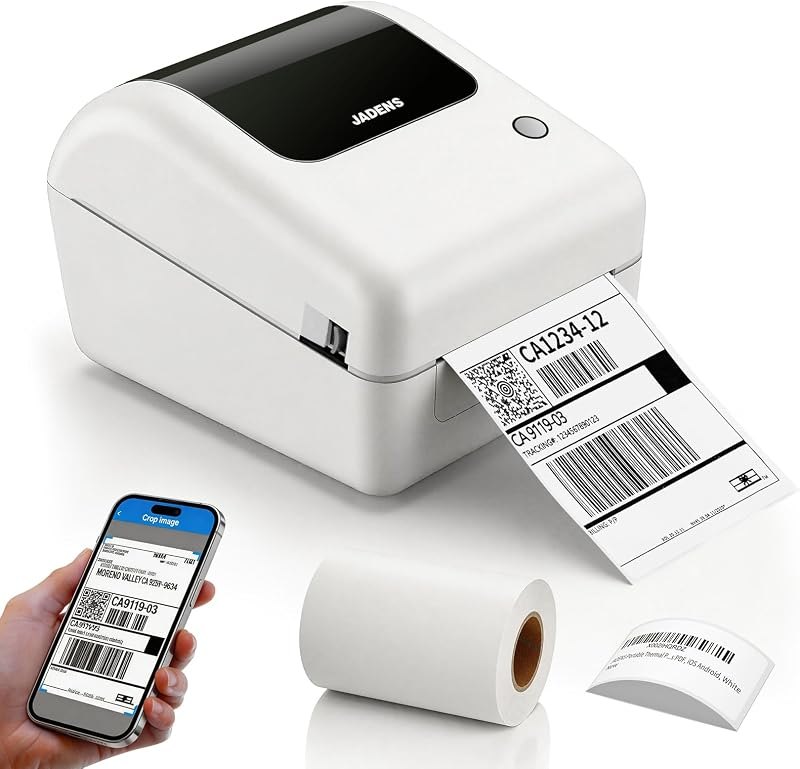 Bluetooth Thermal Shipping Label Printer with Built-in Label Bin, Wireless 4x6 Label Printer for iPhone, Android