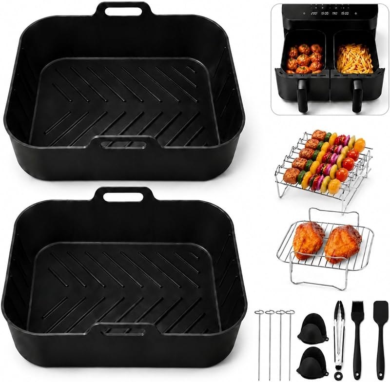 Silicone Air Fryer Liners, 2 Silicone Air Fryer Liners & Accessories — air fryer silicone liners for air fryer