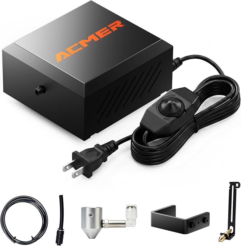 ACMER C4 Air Pump,30L/Min Adjustable Airflow for Laser Cutters & Engravers, Improves Cutting Precision, Reduces Smoke