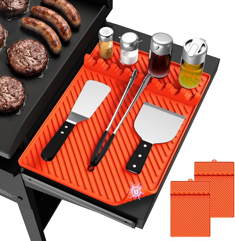Grill Silicone Mat for Blackstone - BBQ Side Shelf Mat With Magnetic 2 PCS — best Grill mats for grill mats