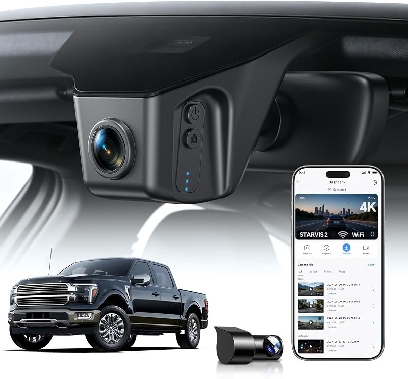 Ovaman 4K Front STARVIS 2 & Rear 1080P OEM Dash Cam Custom Fit for Ford F150/F250/F350/F450 Super Duty