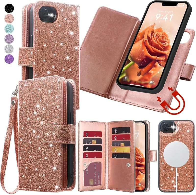 Varikke Wallet Case for iPhone 17e / 16e Compatible with Magsafe, Rosegold — wallet case for iphone 16e accessories