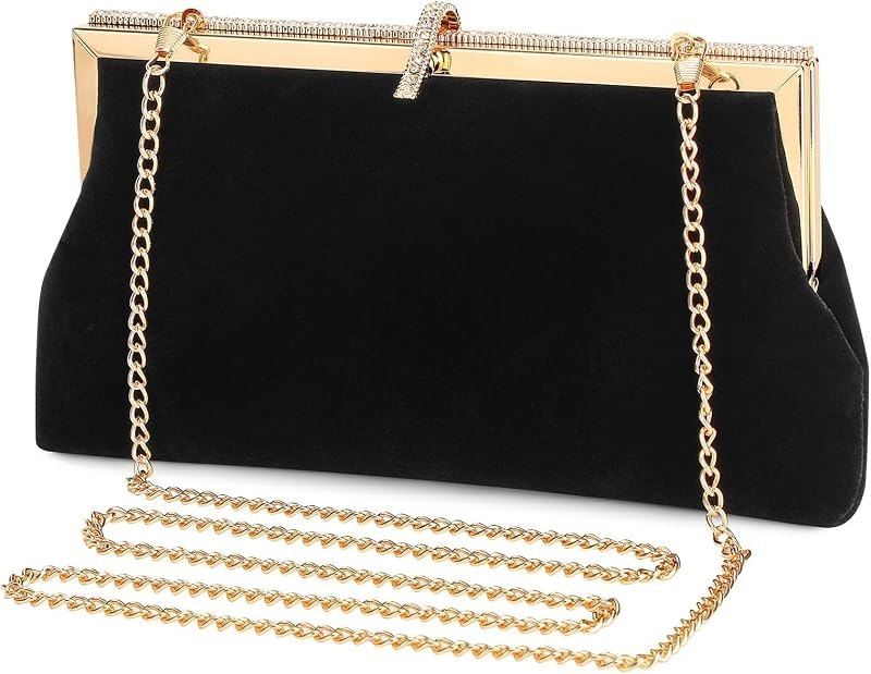 Clutch Purses for Women, Formal Evening Bag with Detachable Chain, Soft Evening Handbag for Wedding Cocktail Party —