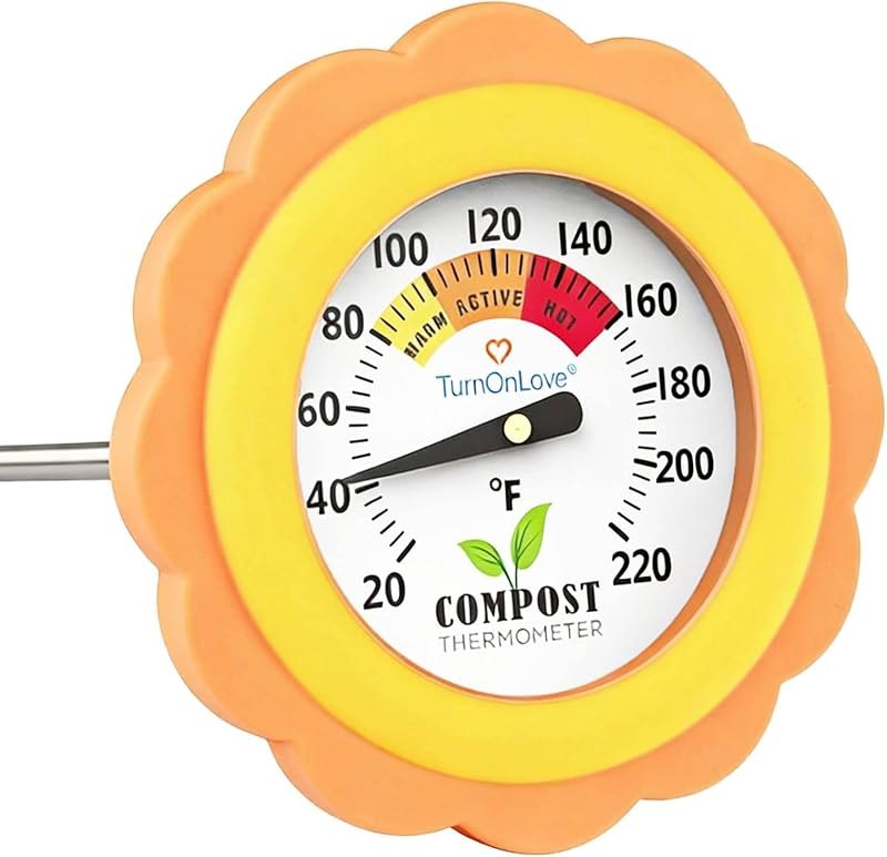 Compost Thermometer, 16-Inch Soil Thermometer with Sunflower Design — compost thermometer for compost tumbler dual