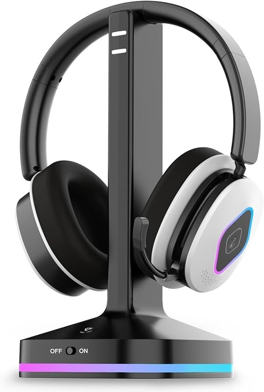 Earbay 2.4GHz Wireless Gaming Headset, 6.0 Bluetooth, Gaming Headphones with ENC Microphone, USB Dongle, Charging